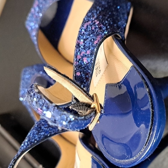 Jimmy Choo Open Toe Glitter Shoes 12cm lift Size 36.5 - Picture 11 of 12